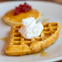 waffle with whipping cream