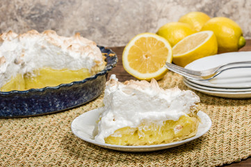Slice of lemon meringue pie