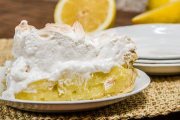 Slice of lemon meringue pie