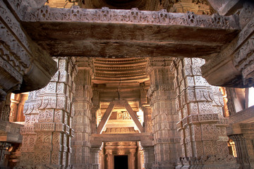 Fototapeta na wymiar Saas-Bahu Temple Interior