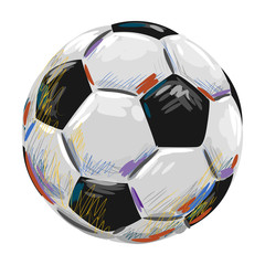 Fototapeta premium Soccer Ball Created by professional Artist. This illustration is created by Wacom tablet by using grunge textures and brushes in painterly style.all elements are kept in seperate layers,