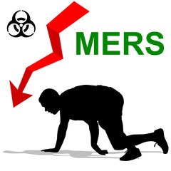 Man struck  Mers Corona Virus sign.  Vector Illustration.