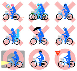自転車マナー（ブルー、○&times;）