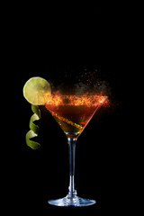 Martini cocktail with fresh lime