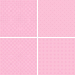 Vector set of 4 background patterns in pale pink.