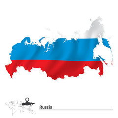 Obraz premium Map of Russia with flag