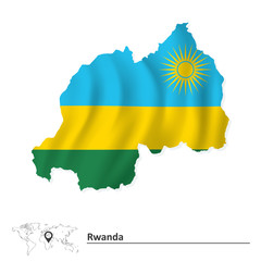 Map of Rwanda with flag