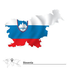 Fototapeta premium Map of Slovenia with flag