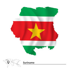 Map of Suriname with flag