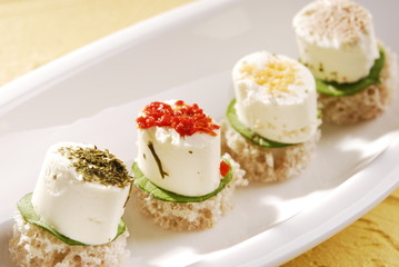 white cheese, marinated fillet with spices 
