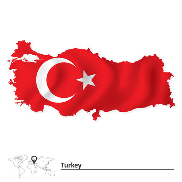 Map of Turkey with flag