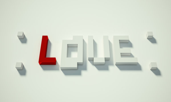 LOVE - Text 3D Polygon / Hipster / Long shadow