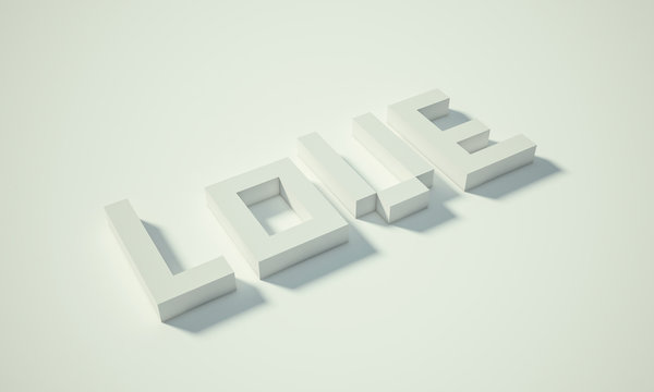 LOVE - Text 3D Polygon / Hipster / Long shadow