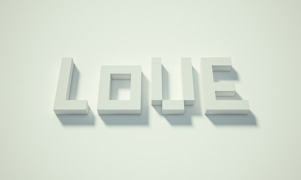 LOVE - Text 3D Polygon / Hipster / Long shadow