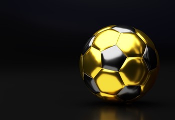 Naklejka premium Golden soccer ball with reflection