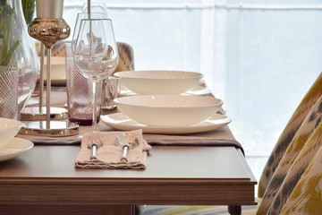 Elegence dining set on wooden table