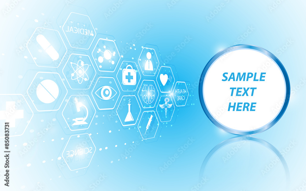 Wall mural vector abstract button template and medical concept icon background