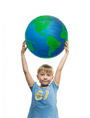 Boy with globe