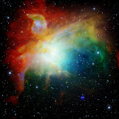 Naklejka premium Kolorowy wszechświat wypełniony gwiazdami, mgławicami i galaktykami