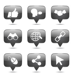 Social Internet Square Vector Black Button Icon Design Set