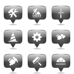 Construction Tools Square Vector Black Button Icon Design Set 2