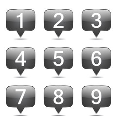 Numbers Counting Square Vector Black Button Icon Design Set