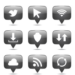 Web Internet Social Square Vector Black Button Icon Design Set