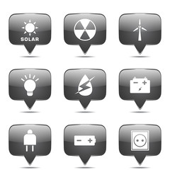 Energy Sign And Symbol Square Vector Black Button Icon