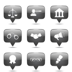 Law Sign Square Vector Black Button Icon Design Set