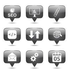 SEO Internet Sign Square Vector Black Icon Design Set 6