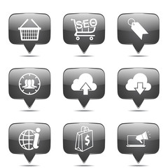SEO Internet Sign Square Vector Black Icon Design Set 7