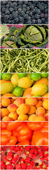 Vertical vegetable rainbow collage
