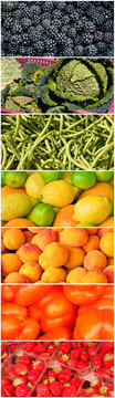 Vertical vegetable rainbow collage