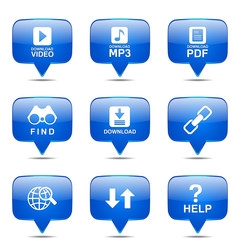 Multimedia Web Internet Square Vector Blue Icon Design Set