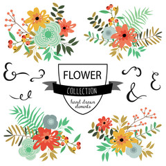 Fototapeta premium Floral Design Elements Collection