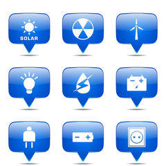 Energy Sign And Symbol Square Vector Blue Icon