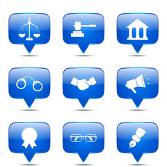 Law Sign Square Vector Blue Icon Design Set