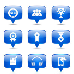 SEO Internet Sign Square Vector Blue Icon Design Set 9