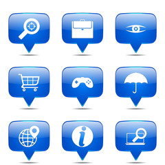 SEO Internet Sign Square Vector Blue Icon Design Set 10