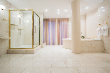 Spacious bathroom in luxury mansion