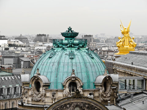Urban view from a survey terrace of Gallery Lafayette. Roofs of Paris.