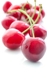 appetizing sweet cherries on a white background