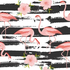 Printed roller blinds Flamingo Seamless pattern with a pink flamingo. Vector illustration.