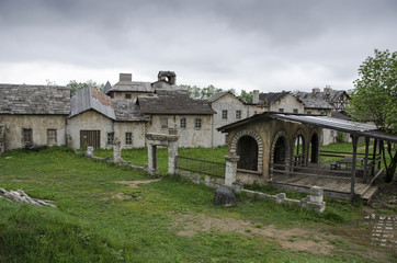 The old vintage ghost town, with ragged houses