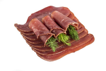 Dried Pork slices isolated