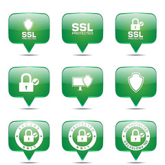 Protection Web Internet Square Vector Green Icon Design Set