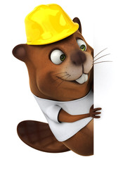 Beaver with a white tshirt