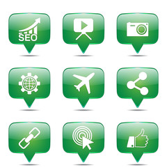 SEO Internet Sign Square Vector Green Icon Design Set 1
