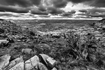 Papier Peint photo Canyon Black and White Utah Escalante Landscape Dramatic Stormy Sky