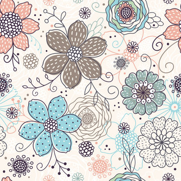 Fototapeta Seamless floral pattern